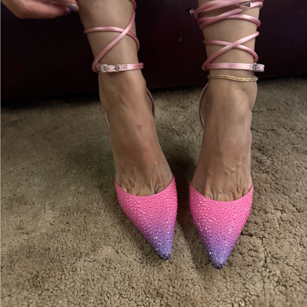 MACH & MACH Pink to Purple Ombre Heels - Picture 5 of 5